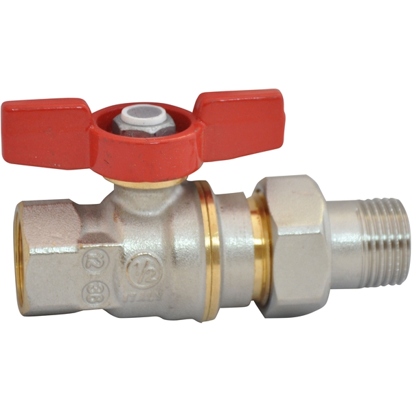 Кран шаровой латунь никель полнопроходной R919 Ду15 Ру42 ВР/американка бабочка Giacomini R919X003